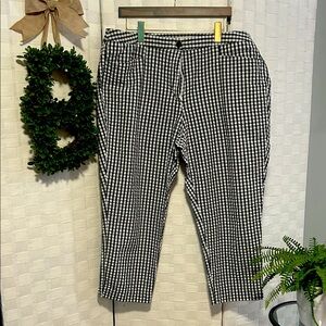 Talbots Black Gingham Ankle Pants 18W